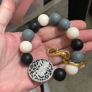 Stylish Black and White Keychain Wristlet/ purse charm